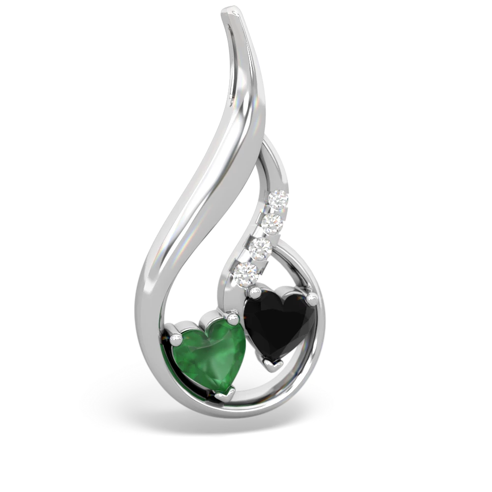 Emerald Keepsake Curves 14K White Gold pendant P5450