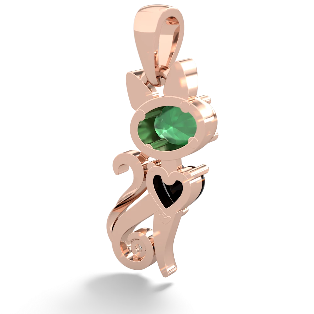 Emerald Kitten 14K Rose Gold pendant P5780