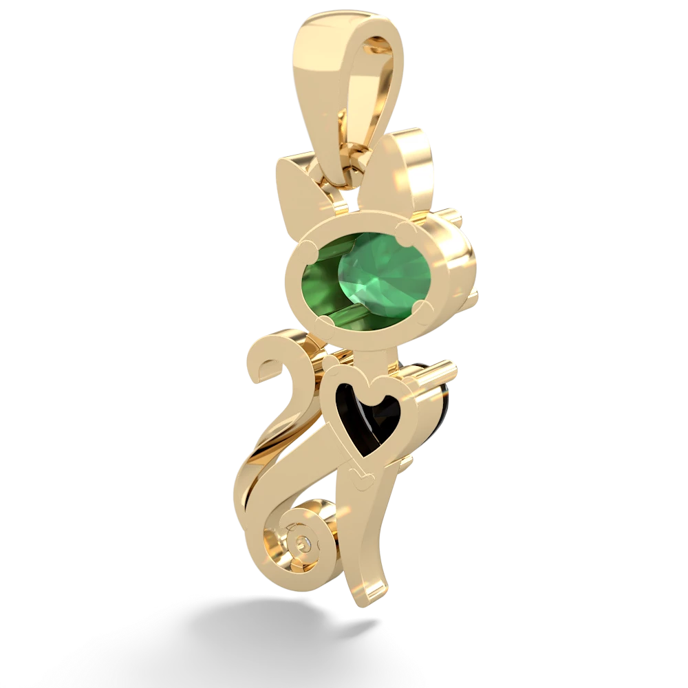 Emerald Kitten 14K Yellow Gold pendant P5780