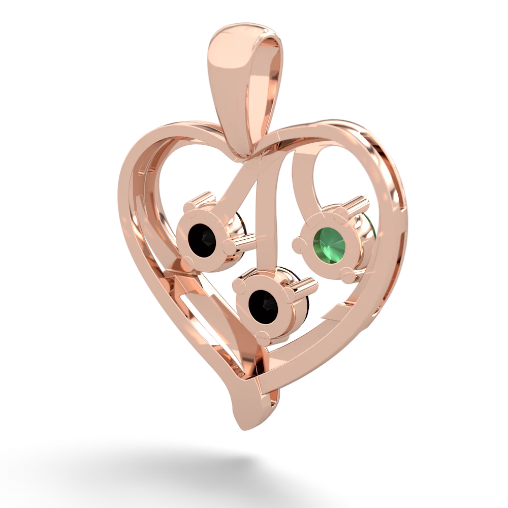 Emerald Glowing Heart 14K Rose Gold pendant P2233