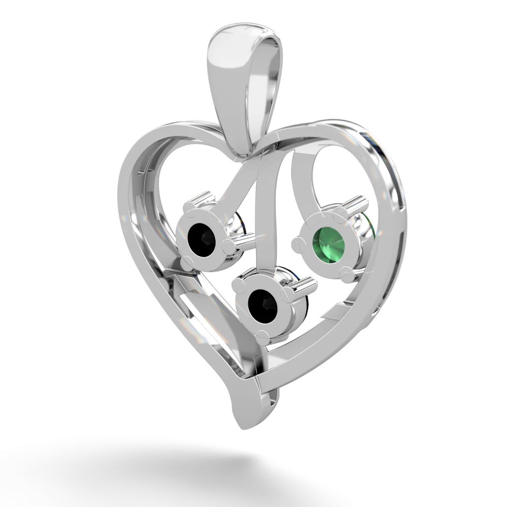 Emerald Glowing Heart 14K White Gold pendant P2233