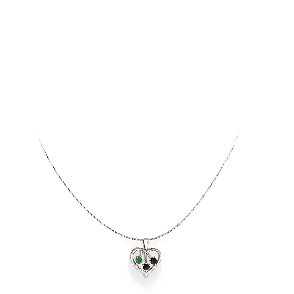 Emerald Glowing Heart 14K White Gold pendant P2233