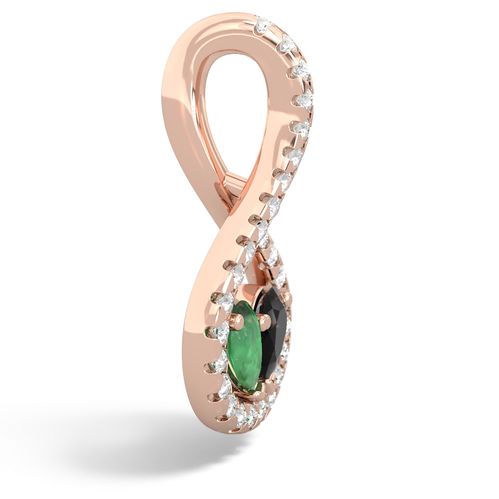 Emerald Pave Twist 'One Heart' 14K Rose Gold pendant P5360