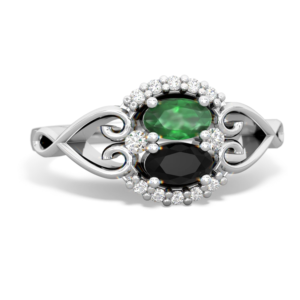 Emerald Love Nest 14K White Gold ring R5860