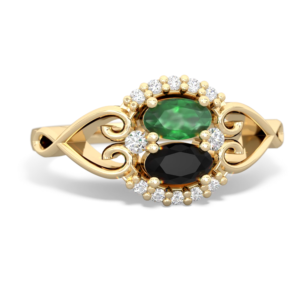 Emerald Love Nest 14K Yellow Gold ring R5860