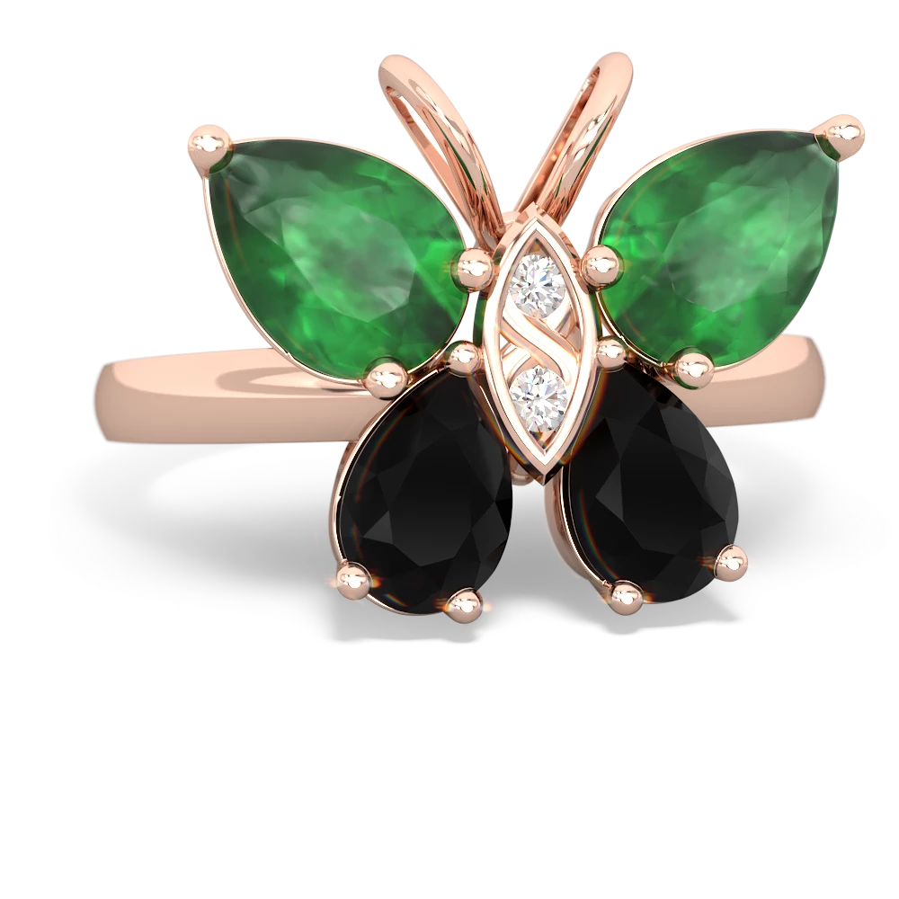 Emerald Butterfly 14K Rose Gold ring R2215