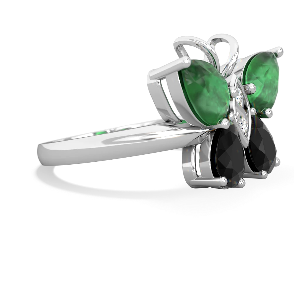 Emerald Butterfly 14K White Gold ring R2215