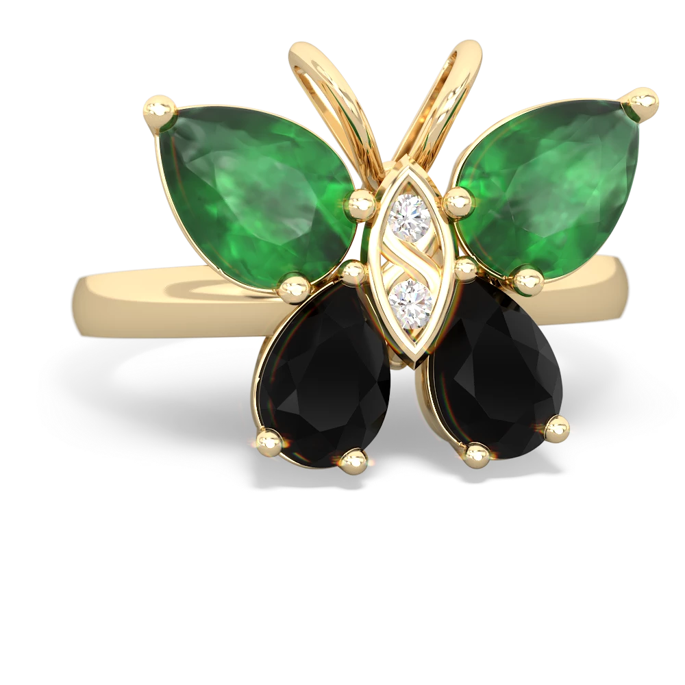 Emerald Butterfly 14K Yellow Gold ring R2215