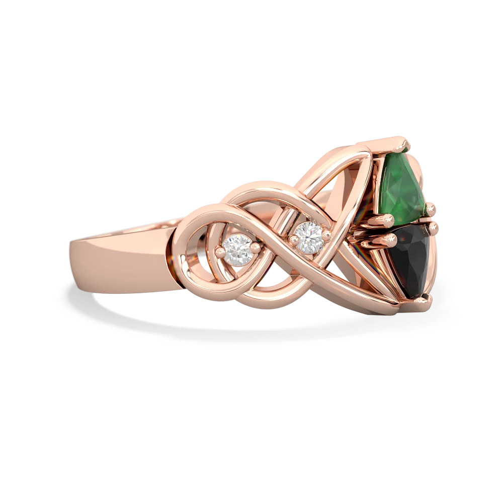 Emerald Keepsake Celtic Knot 14K Rose Gold ring R5300