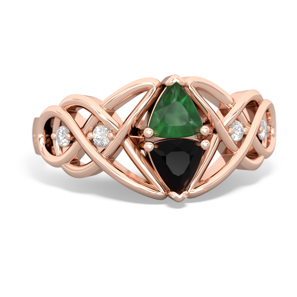 Emerald Keepsake Celtic Knot 14K Rose Gold ring R5300