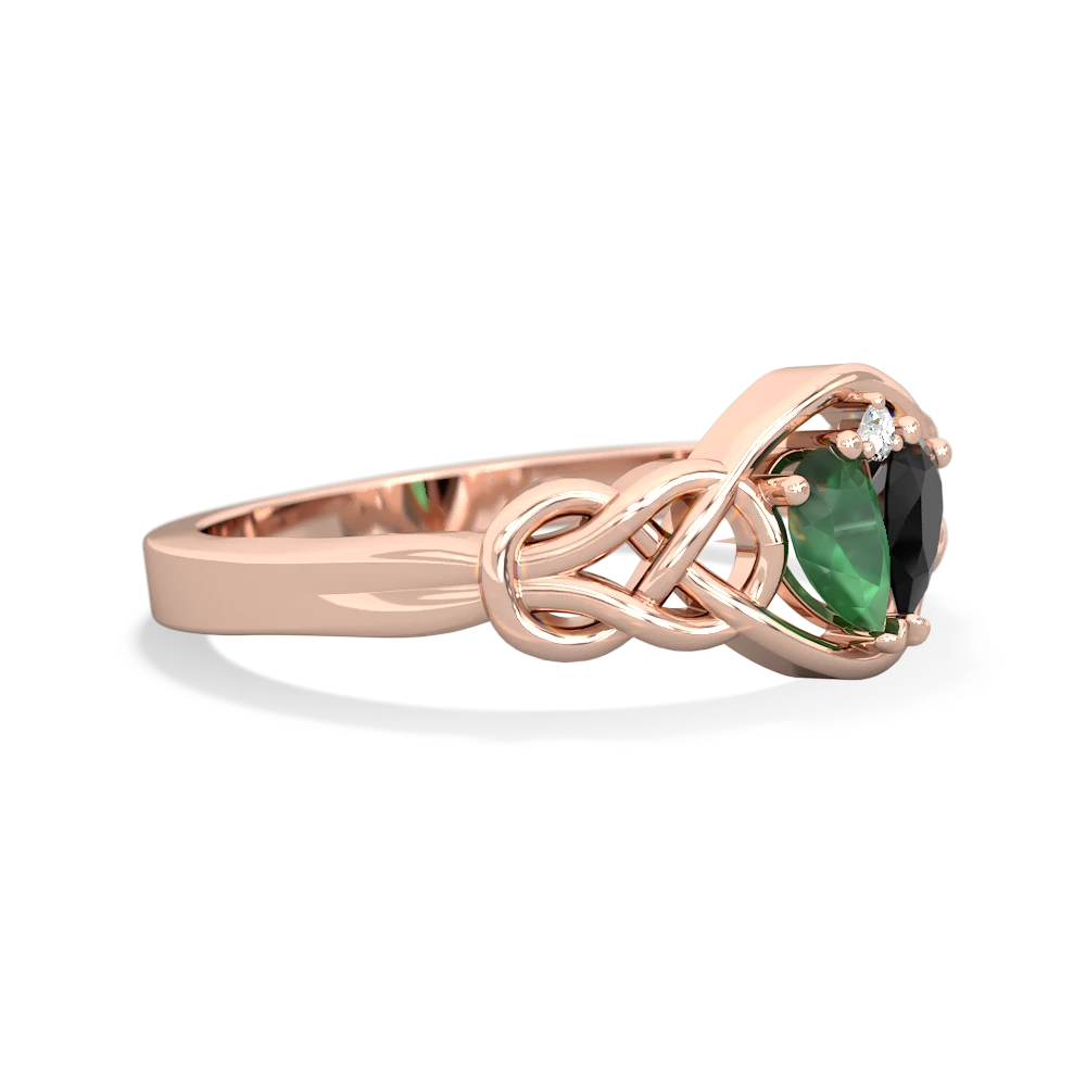 Emerald Celtic Love Knot 14K Rose Gold ring R5420