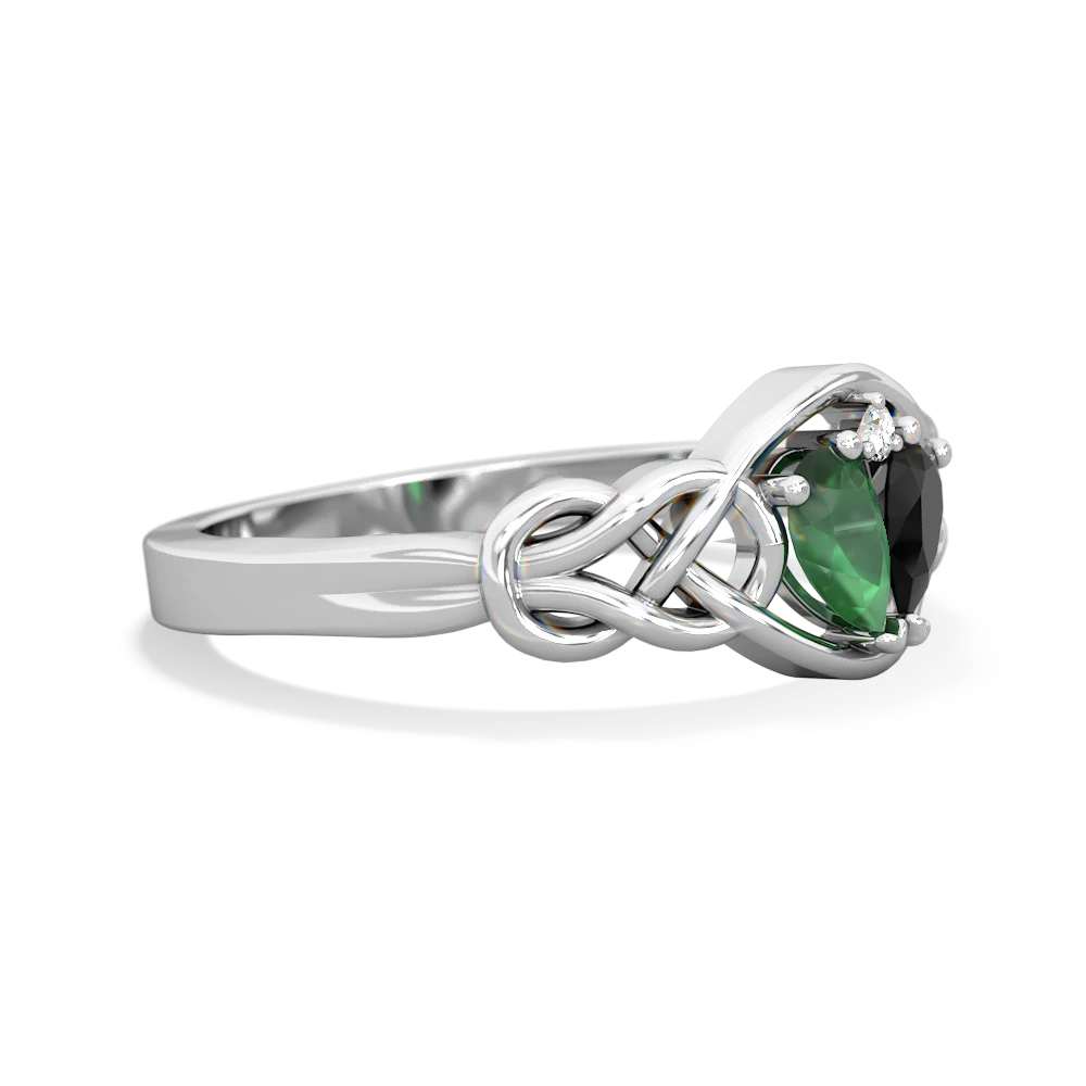 Emerald Celtic Love Knot 14K White Gold ring R5420