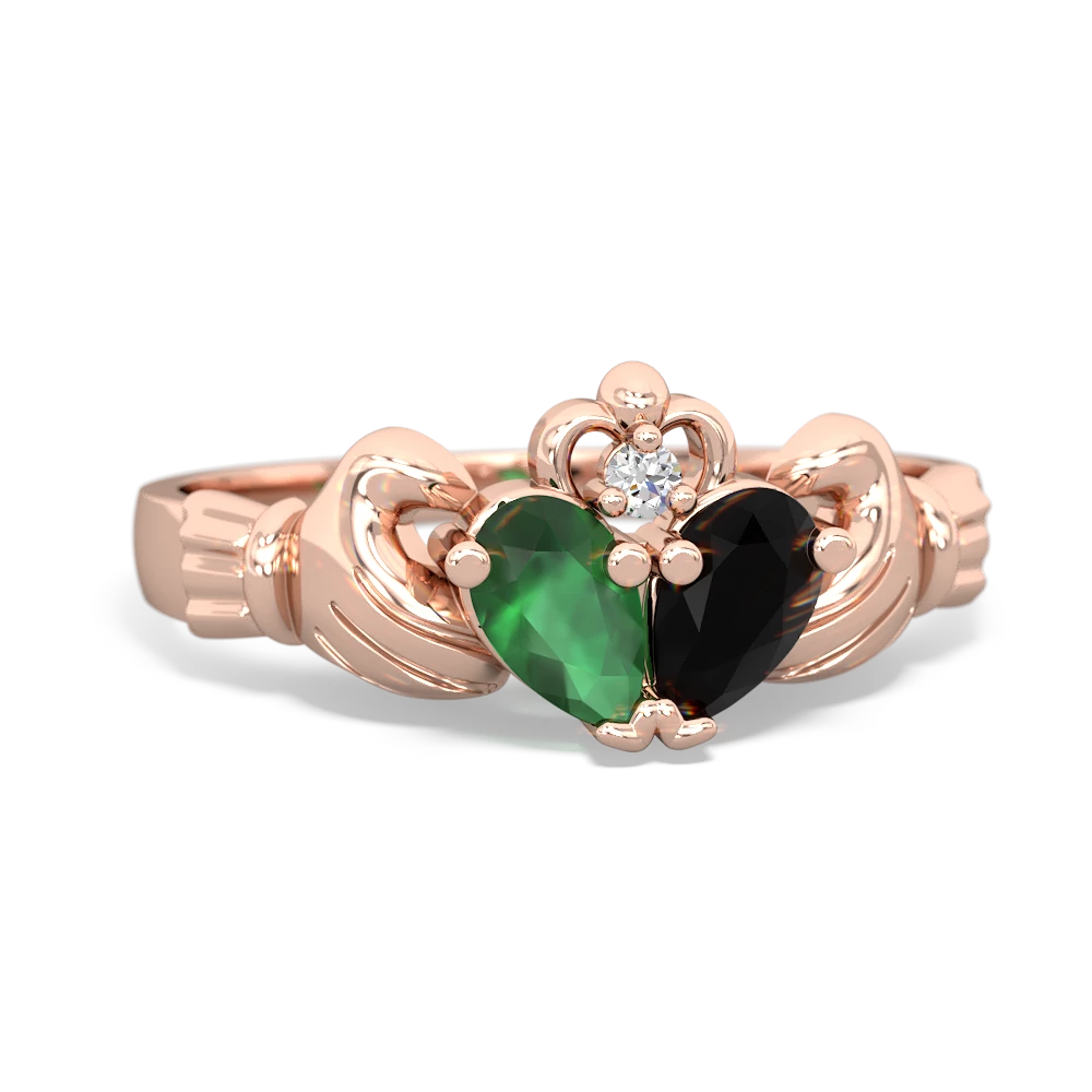 Emerald 'Our Heart' Claddagh 14K Rose Gold ring R2388