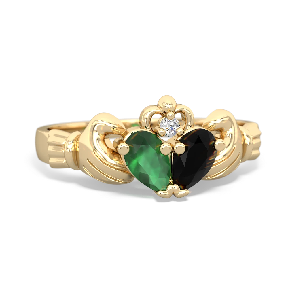 Emerald 'Our Heart' Claddagh 14K Yellow Gold ring R2388