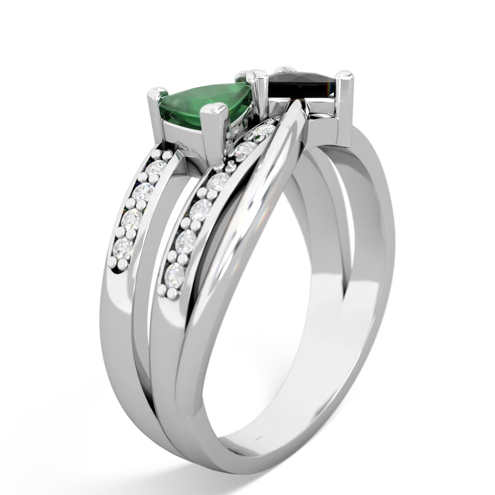 Emerald Bowtie 14K White Gold ring R2360