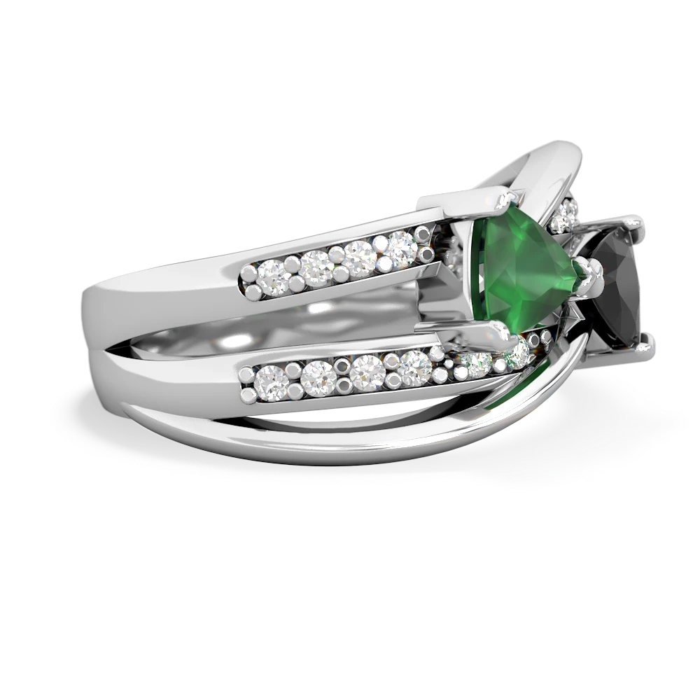 Emerald Bowtie 14K White Gold ring R2360