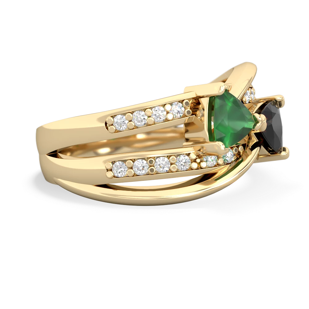 Emerald Bowtie 14K Yellow Gold ring R2360