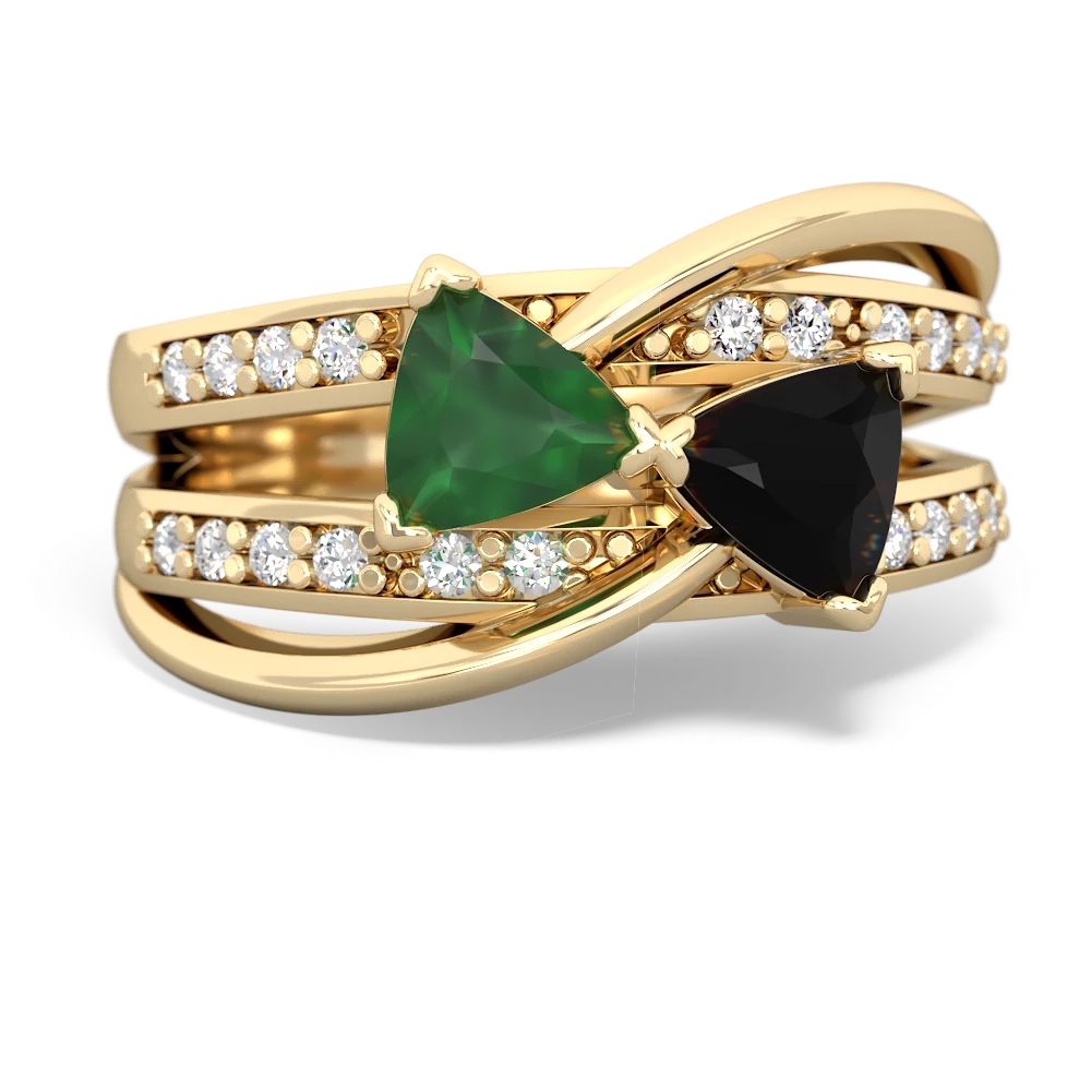 Emerald Bowtie 14K Yellow Gold ring R2360