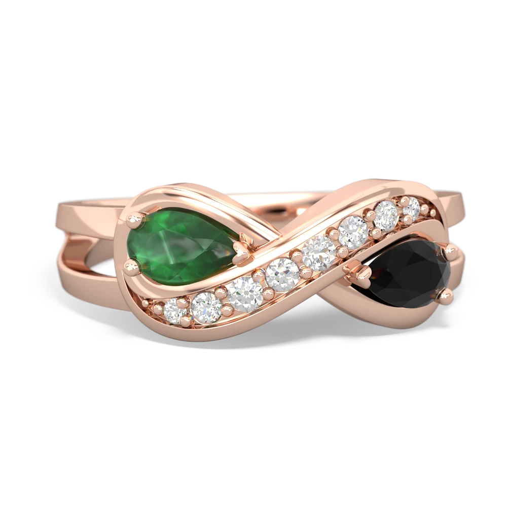 Emerald Diamond Infinity 14K Rose Gold ring R5390