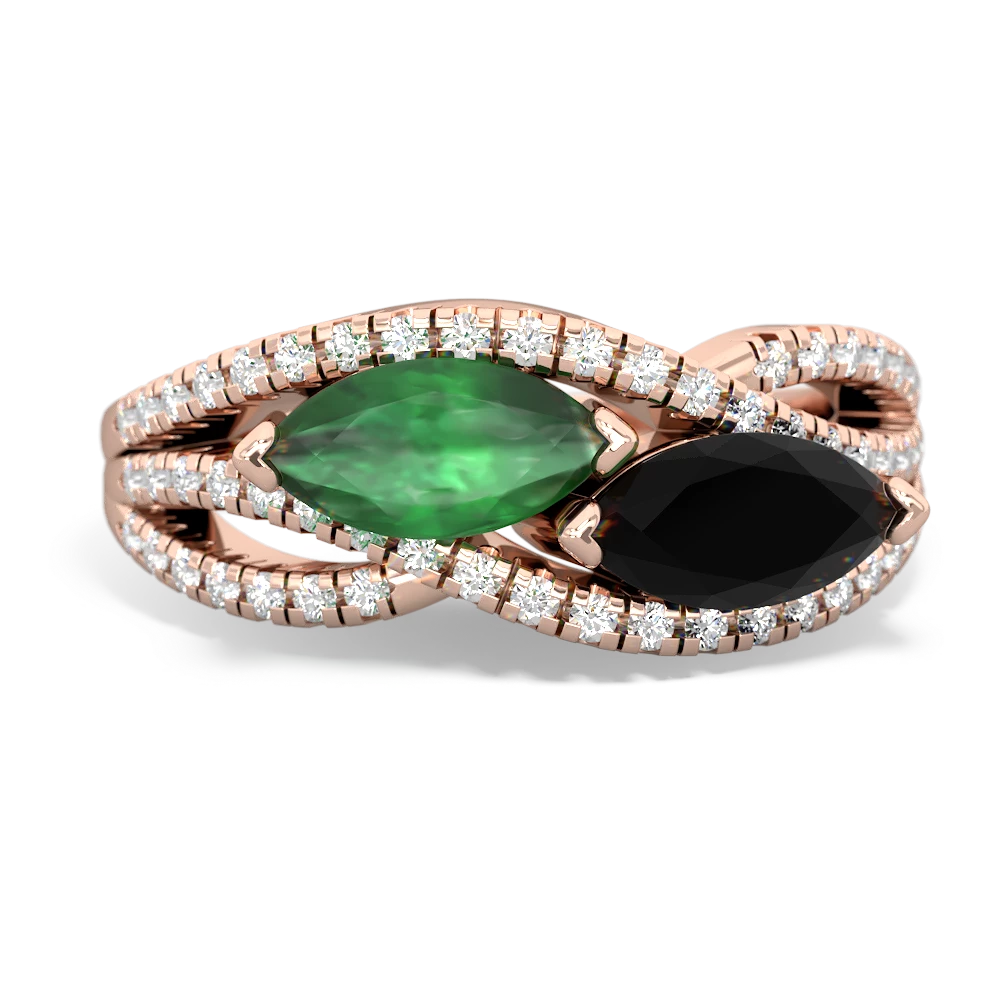 Emerald Diamond Rivers 14K Rose Gold ring R3070