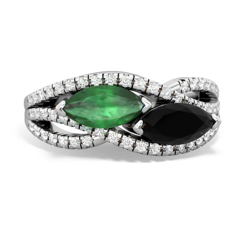 Emerald Diamond Rivers 14K White Gold ring R3070