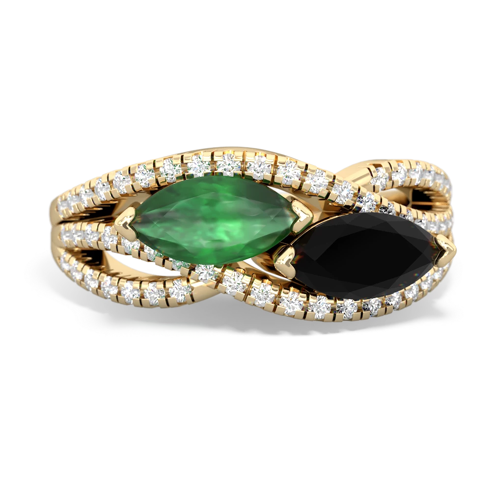 Emerald Diamond Rivers 14K Yellow Gold ring R3070