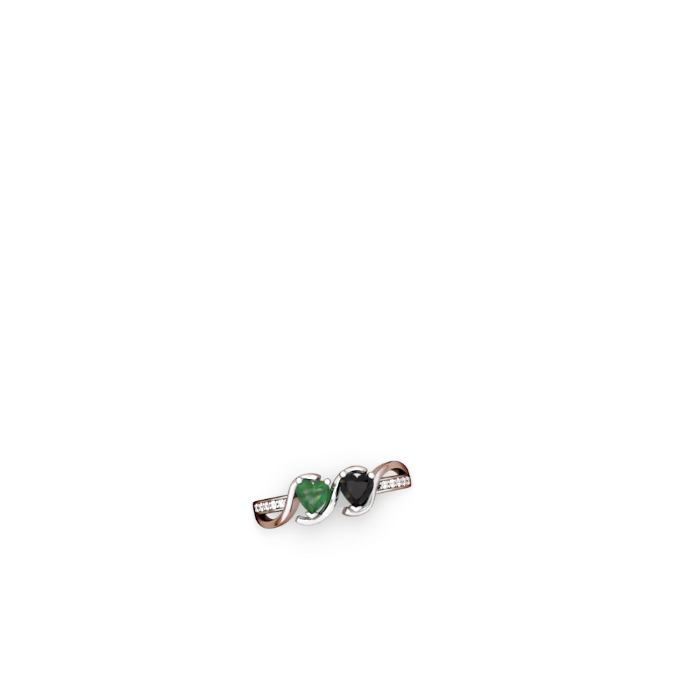 Emerald Side By Side 14K White Gold ring R3090