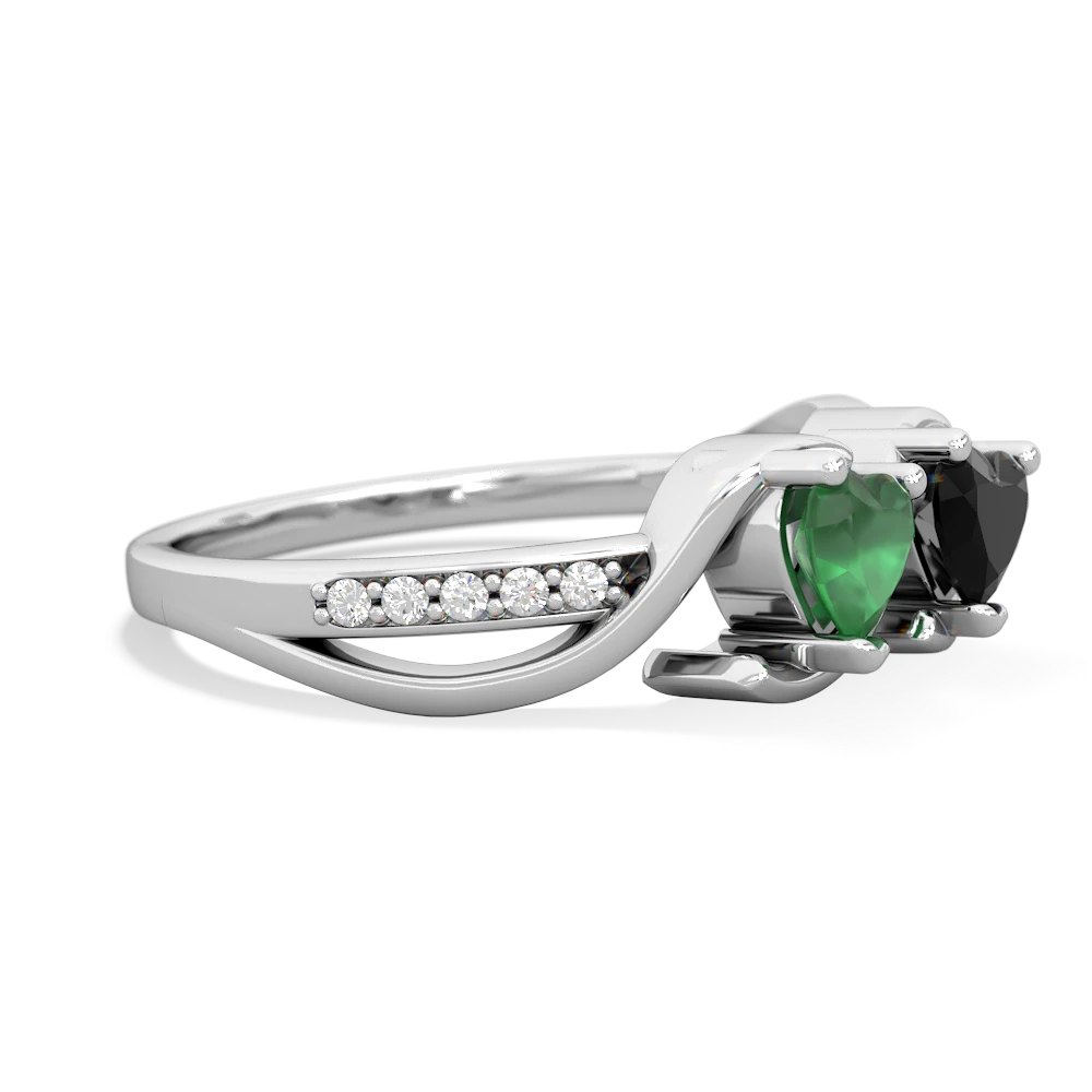 Emerald Side By Side 14K White Gold ring R3090