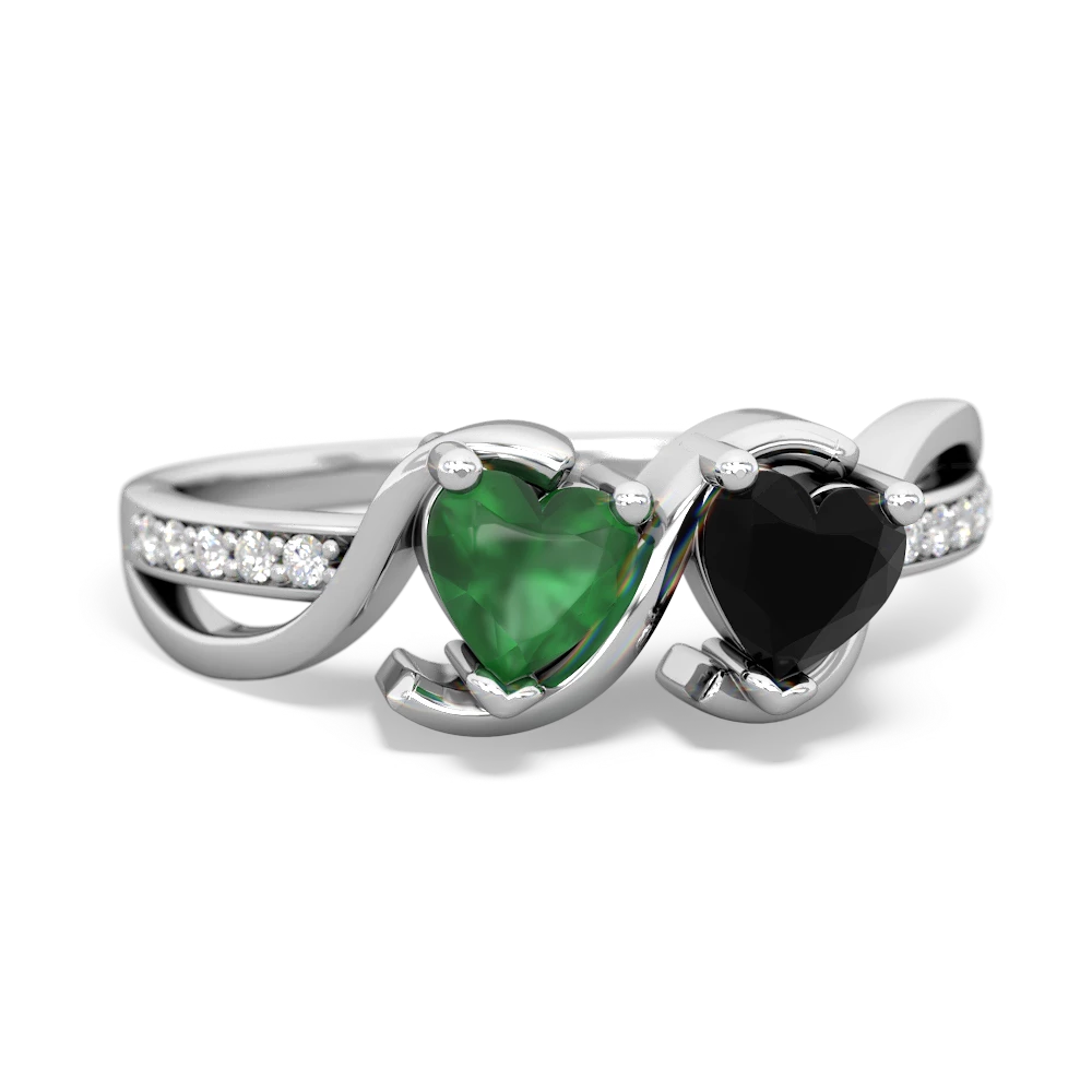 Emerald Side By Side 14K White Gold ring R3090