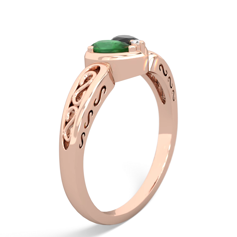 Emerald Filligree 'One Heart' 14K Rose Gold ring R5070