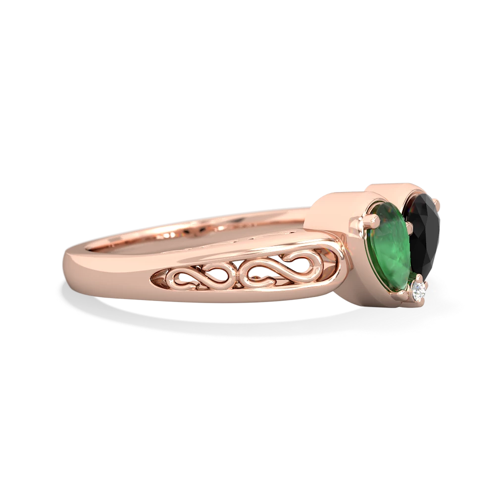 Emerald Filligree 'One Heart' 14K Rose Gold ring R5070