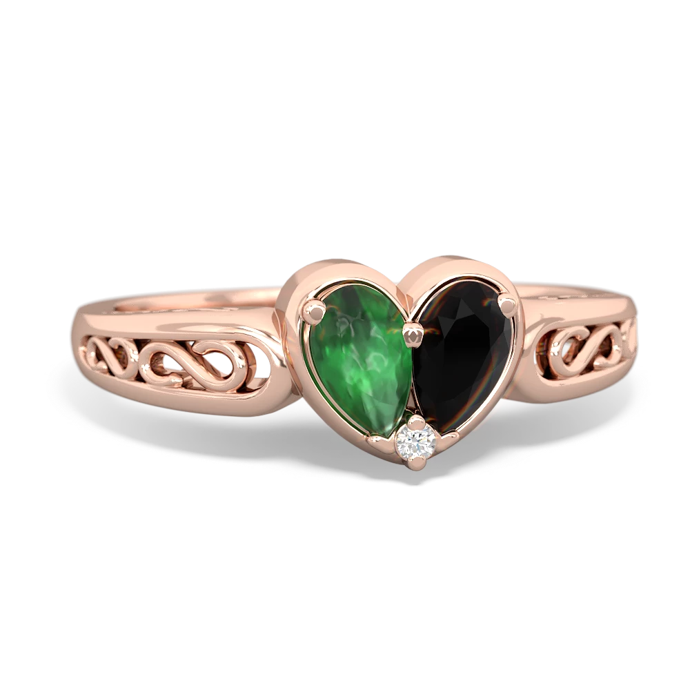 Emerald Filligree 'One Heart' 14K Rose Gold ring R5070