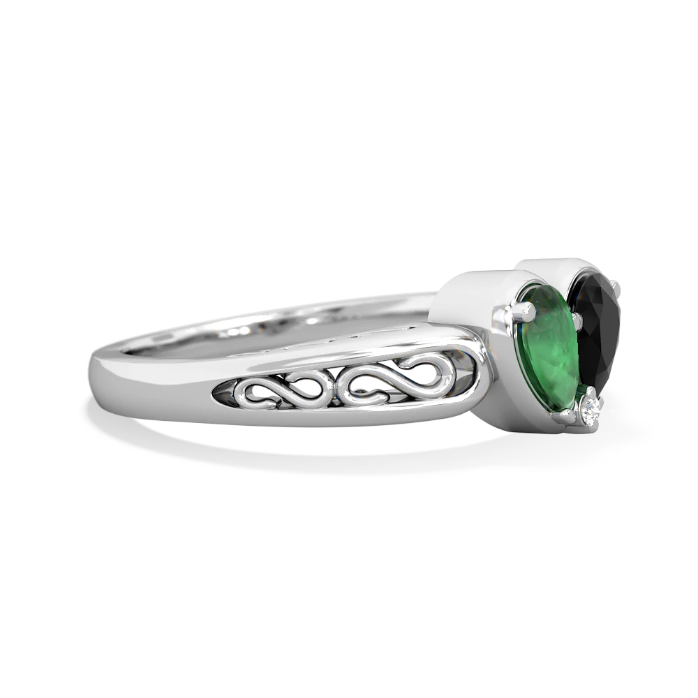 Emerald Filligree 'One Heart' 14K White Gold ring R5070