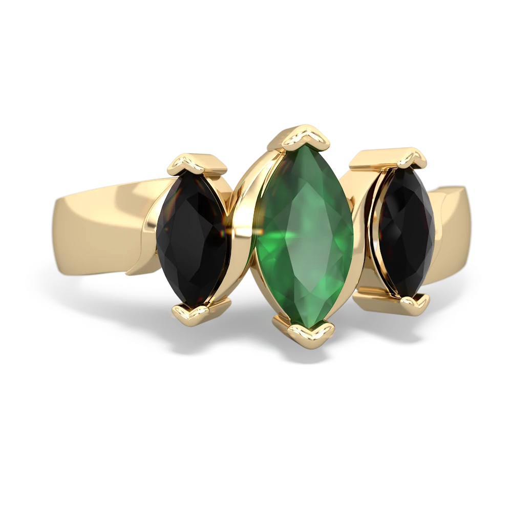 Emerald Three Peeks 14K Yellow Gold ring R2433