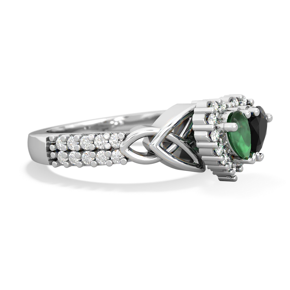 Emerald Celtic Knot Two Hearts As One 14K White Gold ring R2644HRT