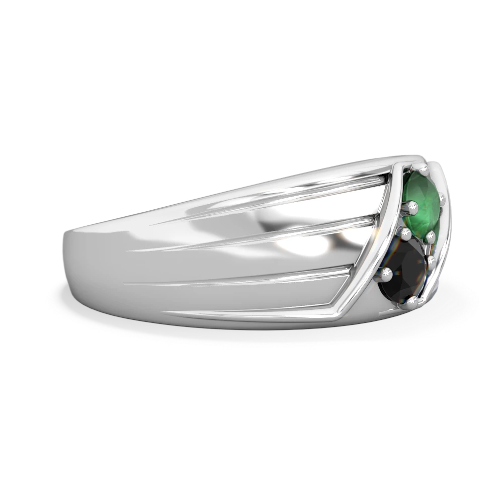 Emerald Men's Streamline 14K White Gold ring R0460