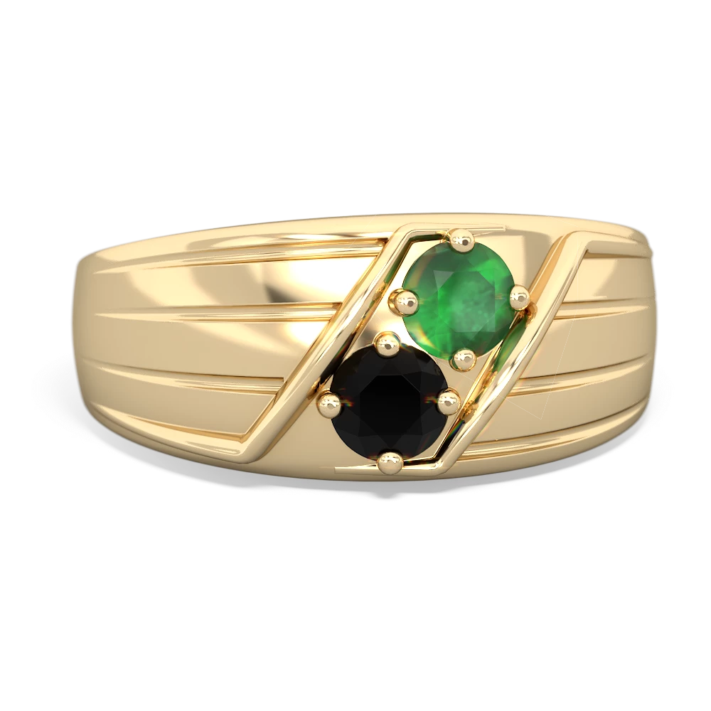 Emerald Men's Streamline 14K Yellow Gold ring R0460