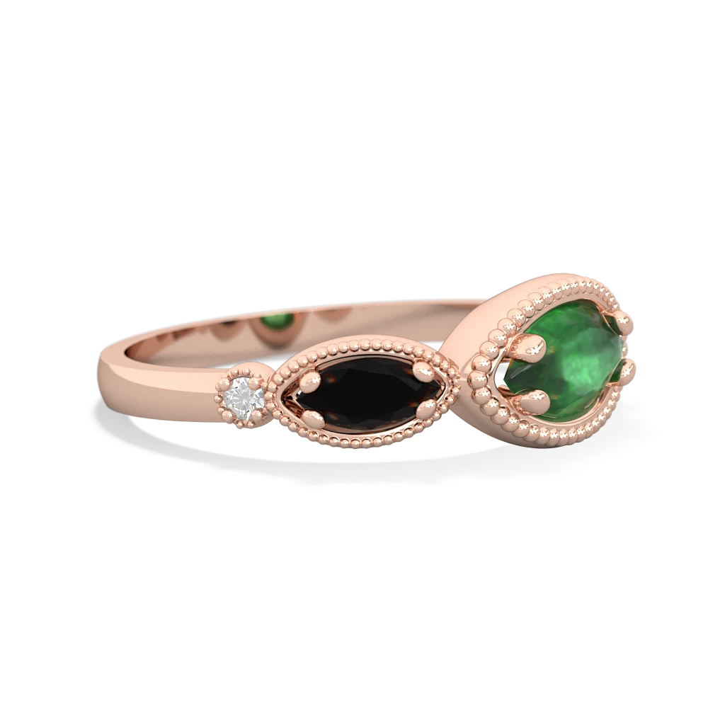 Emerald Milgrain Marquise 14K Rose Gold ring R5700