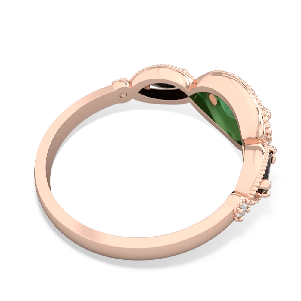 Emerald Milgrain Marquise 14K Rose Gold ring R5700