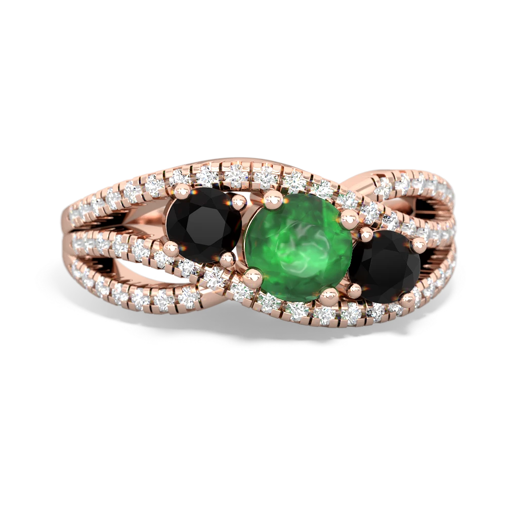 Emerald Three Stone Aurora 14K Rose Gold ring R3080