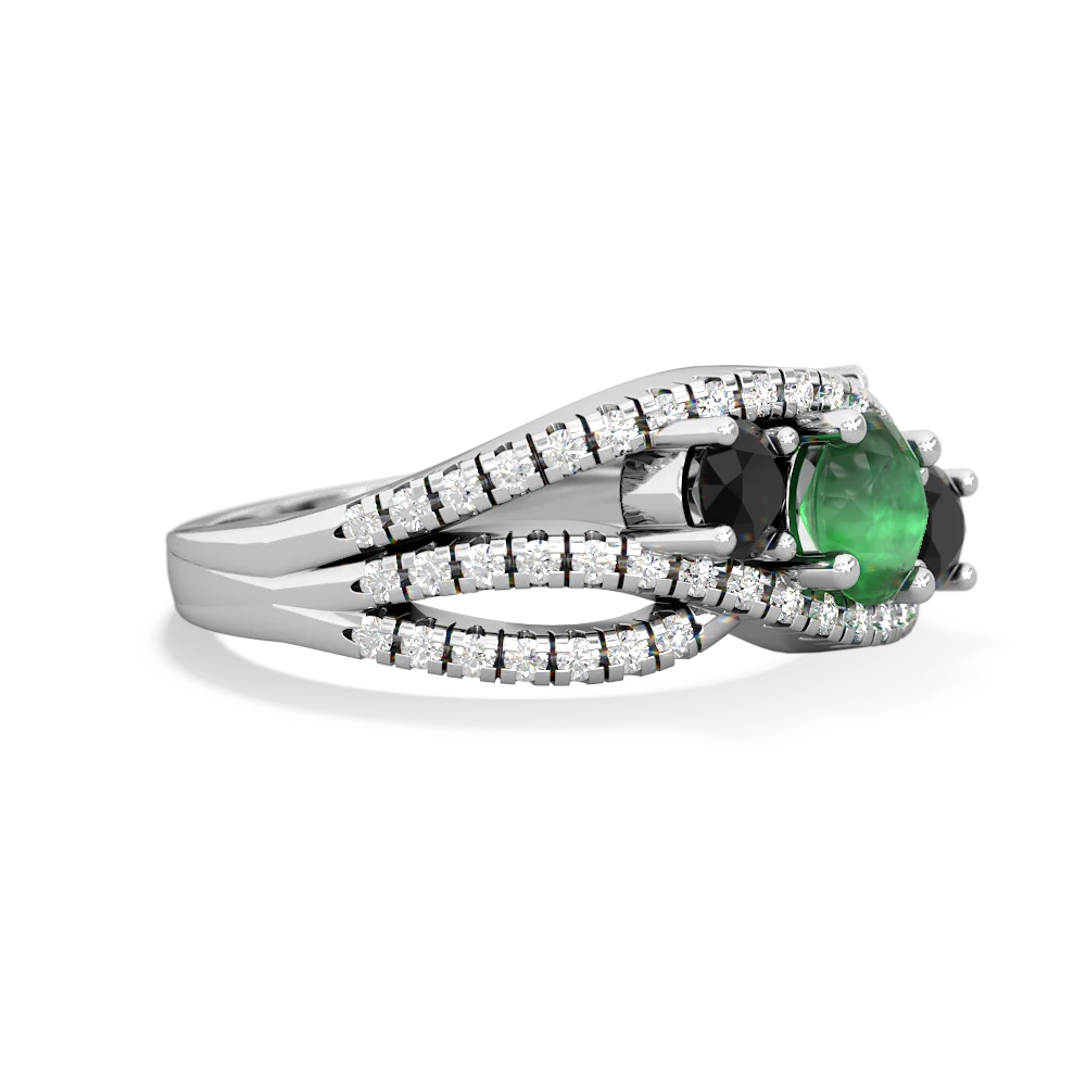 Emerald Three Stone Aurora 14K White Gold ring R3080