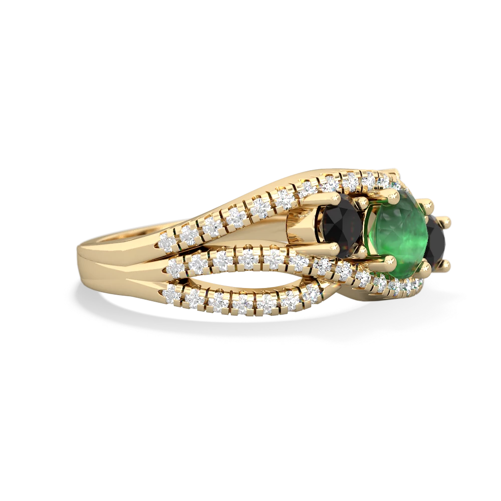 Emerald Three Stone Aurora 14K Yellow Gold ring R3080