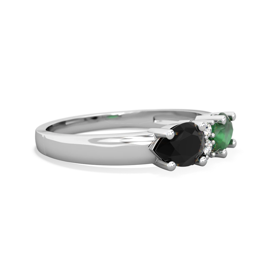 Emerald Pear Bowtie 14K White Gold ring R0865