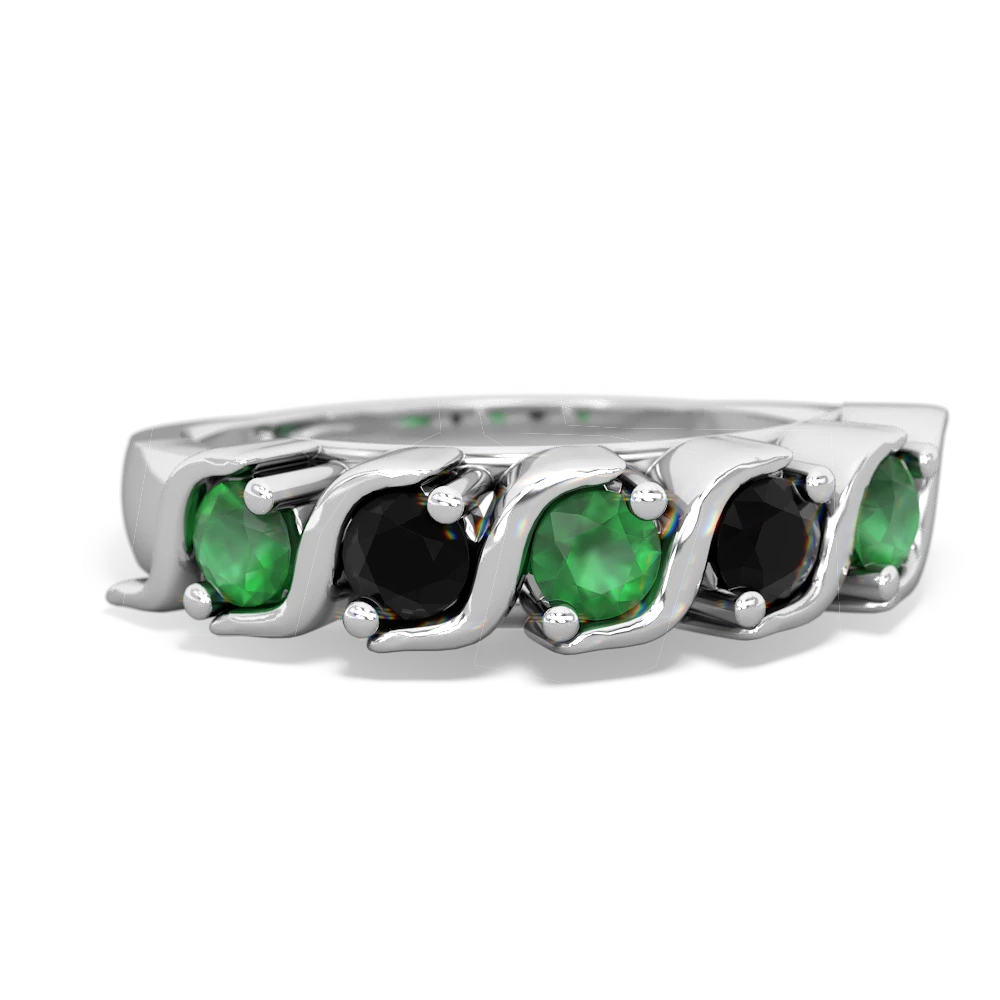 Emerald Anniversary Band 14K White Gold ring R2089