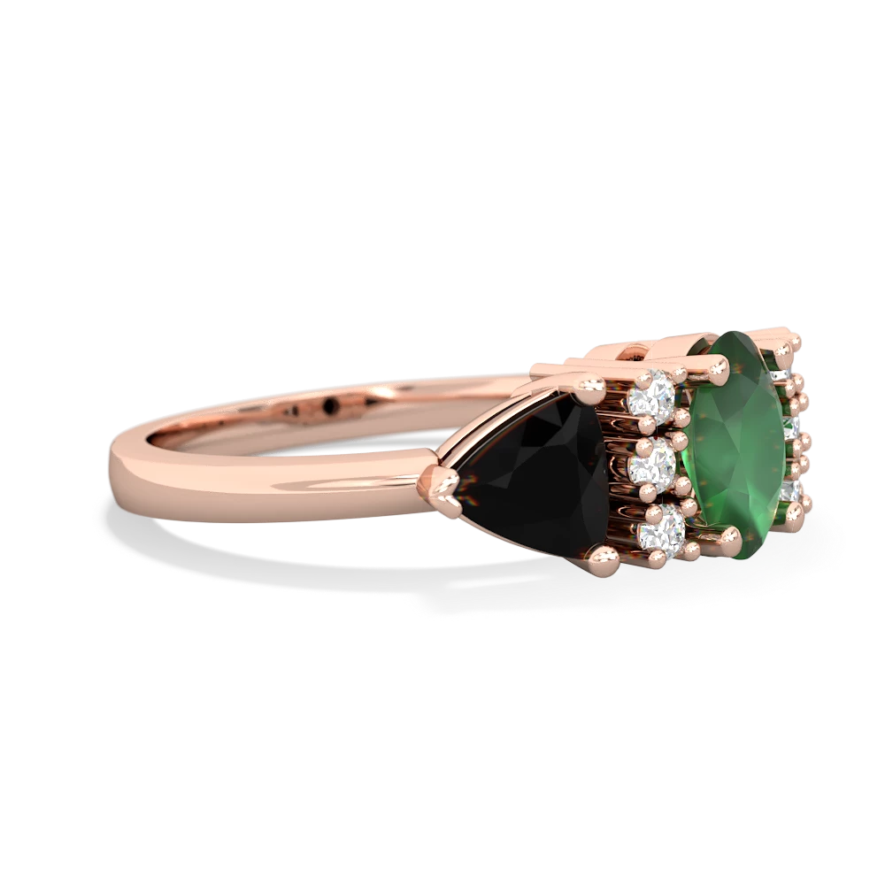 Emerald Antique Style Three Stone 14K Rose Gold ring R2186