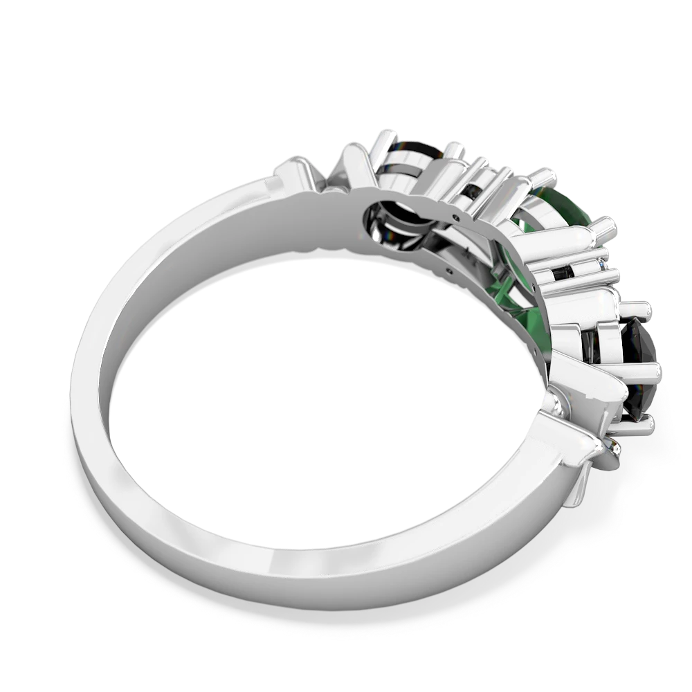 Emerald Hugs And Kisses 14K White Gold ring R5016