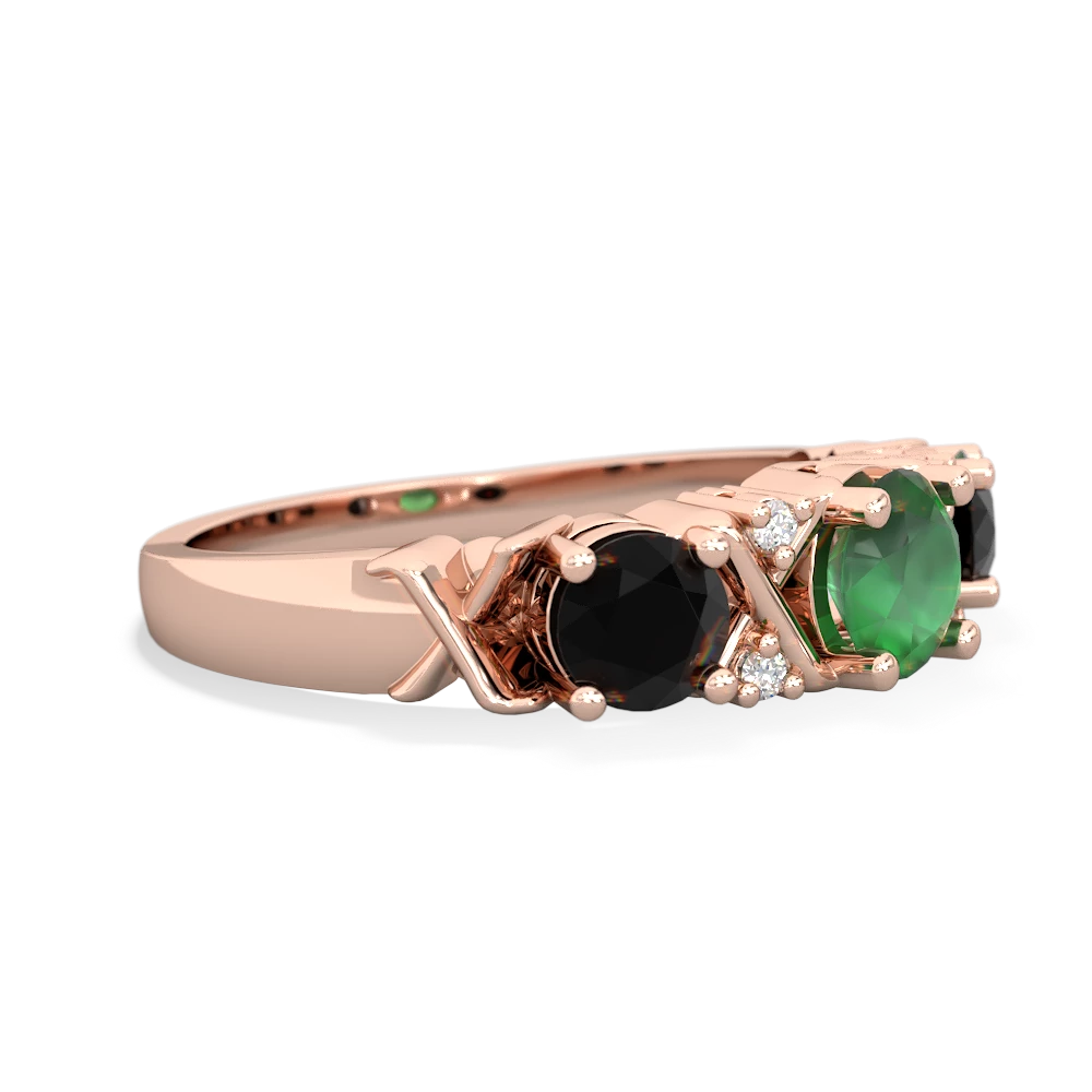 Emerald Hugs And Kisses 14K Rose Gold ring R5016