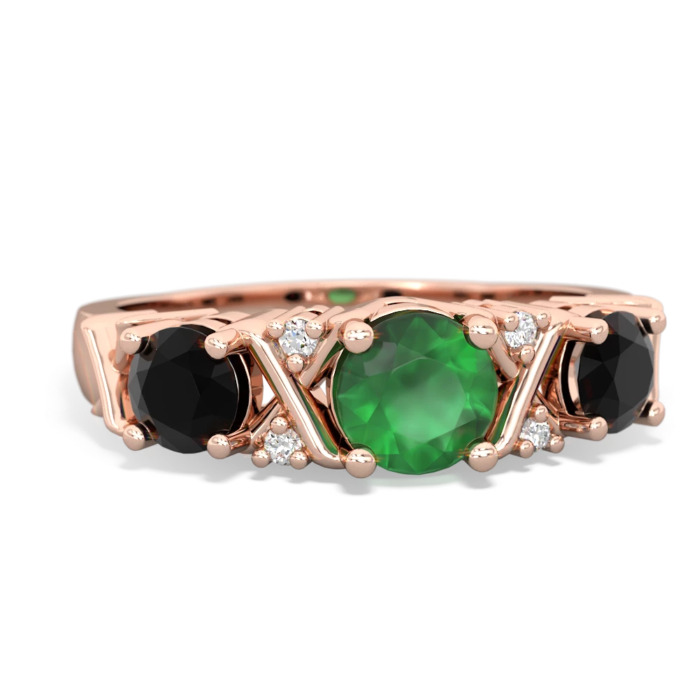 Emerald Hugs And Kisses 14K Rose Gold ring R5016