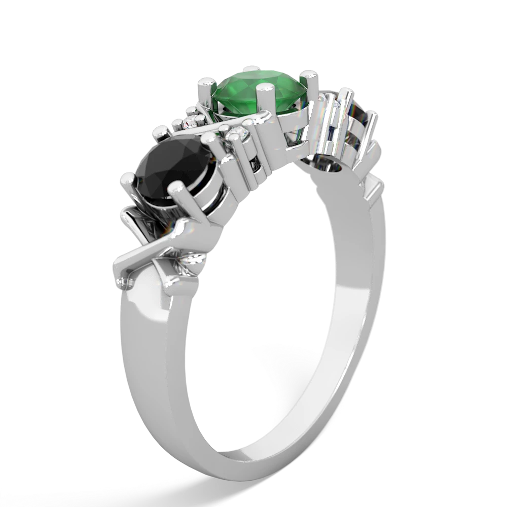 Emerald Hugs And Kisses 14K White Gold ring R5016