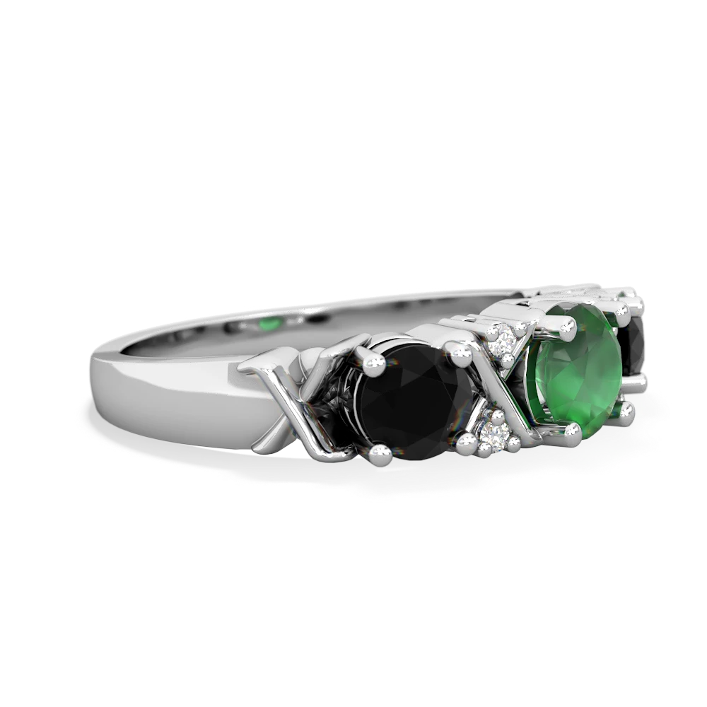 Emerald Hugs And Kisses 14K White Gold ring R5016